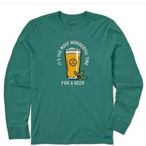 NEW Life Is Good Time for a Beer long sleeve crusher tee shirt L
